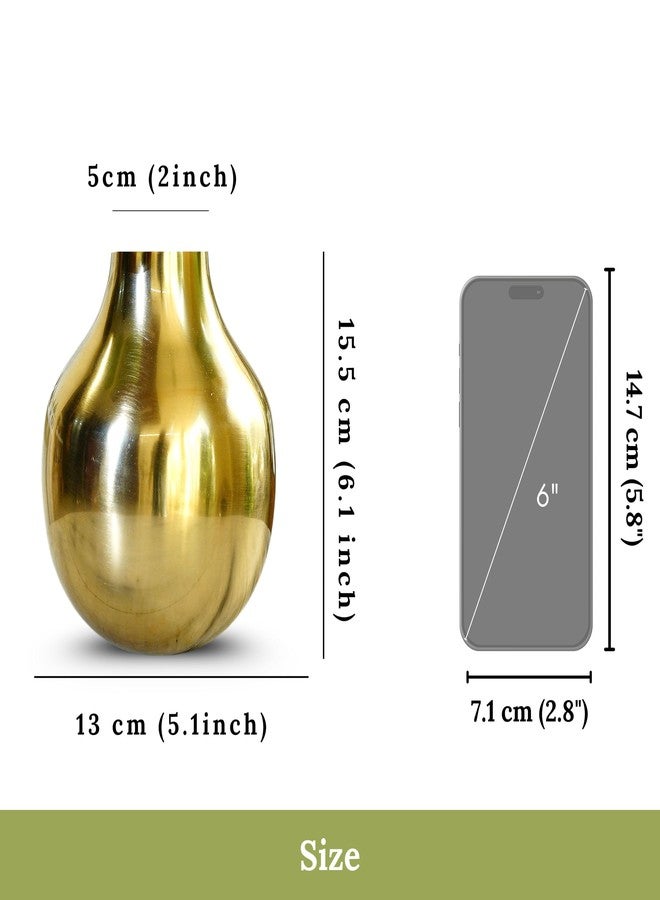 Behoma Metal Flower Vase for Home Decor Living Room Kitchen Office Wedding | Round Shape Metal Table Decorative Flower Pot Gold Colour Small (Flower not Included) - Image 3